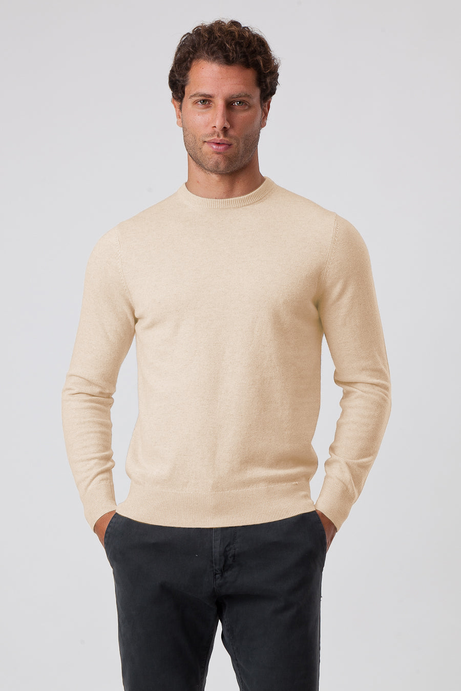 Light Beige Viscose Blend Crewneck (5)