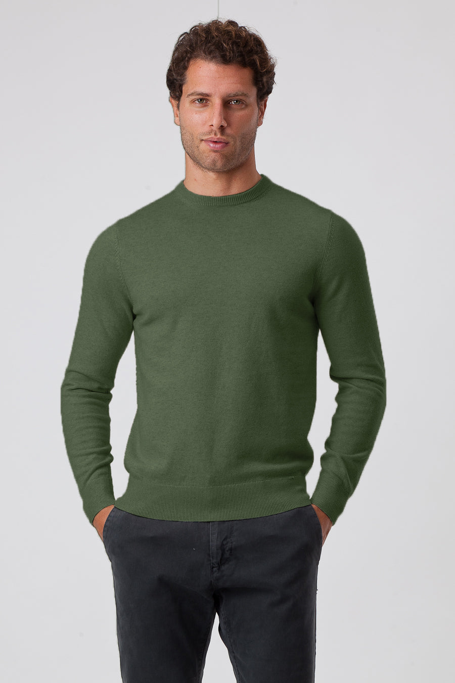 Green Viscose Blend Crewneck 