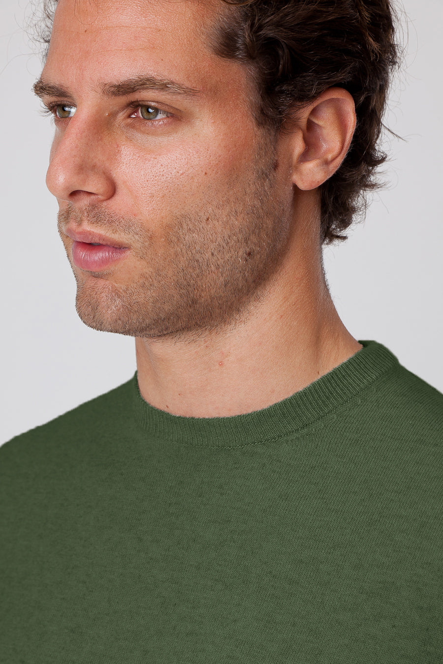 Green Viscose Blend Crewneck 