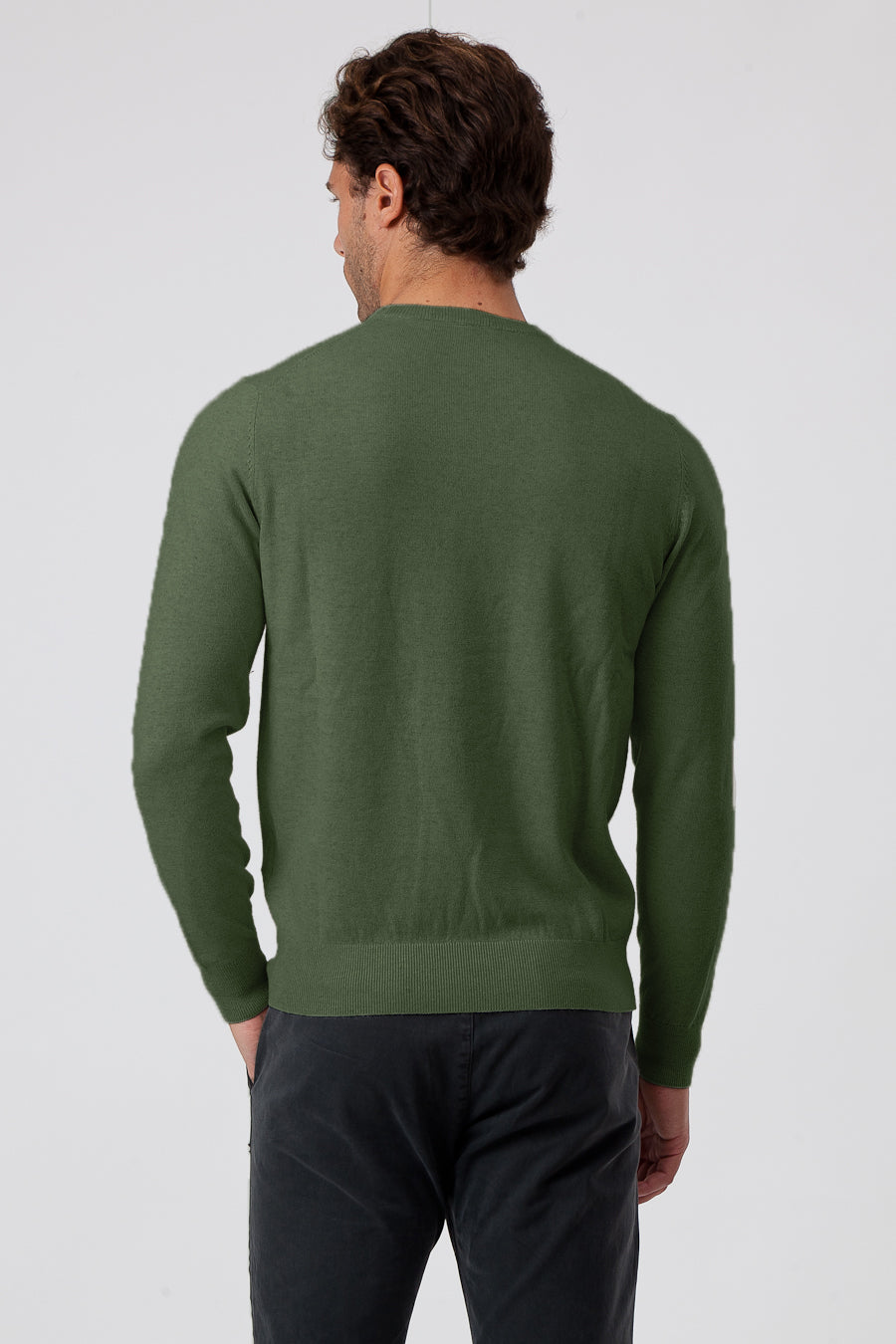 Green Viscose Blend Crewneck 