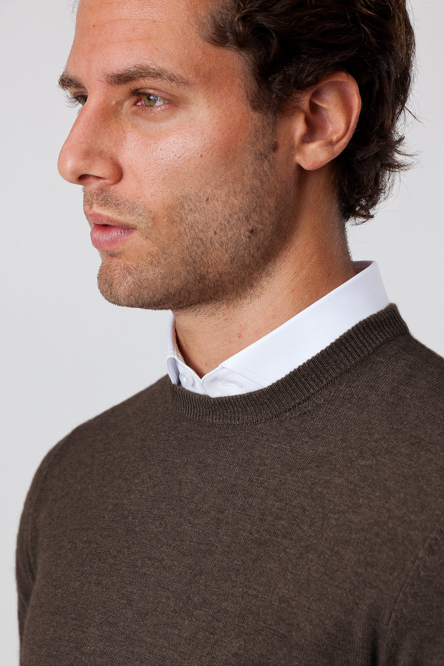 Brown Cashmere and Wool Crewneck