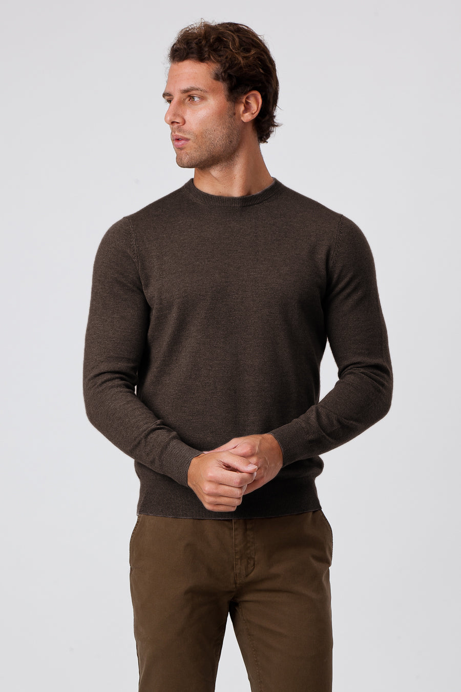 Brown Cashmere and Wool Crewneck