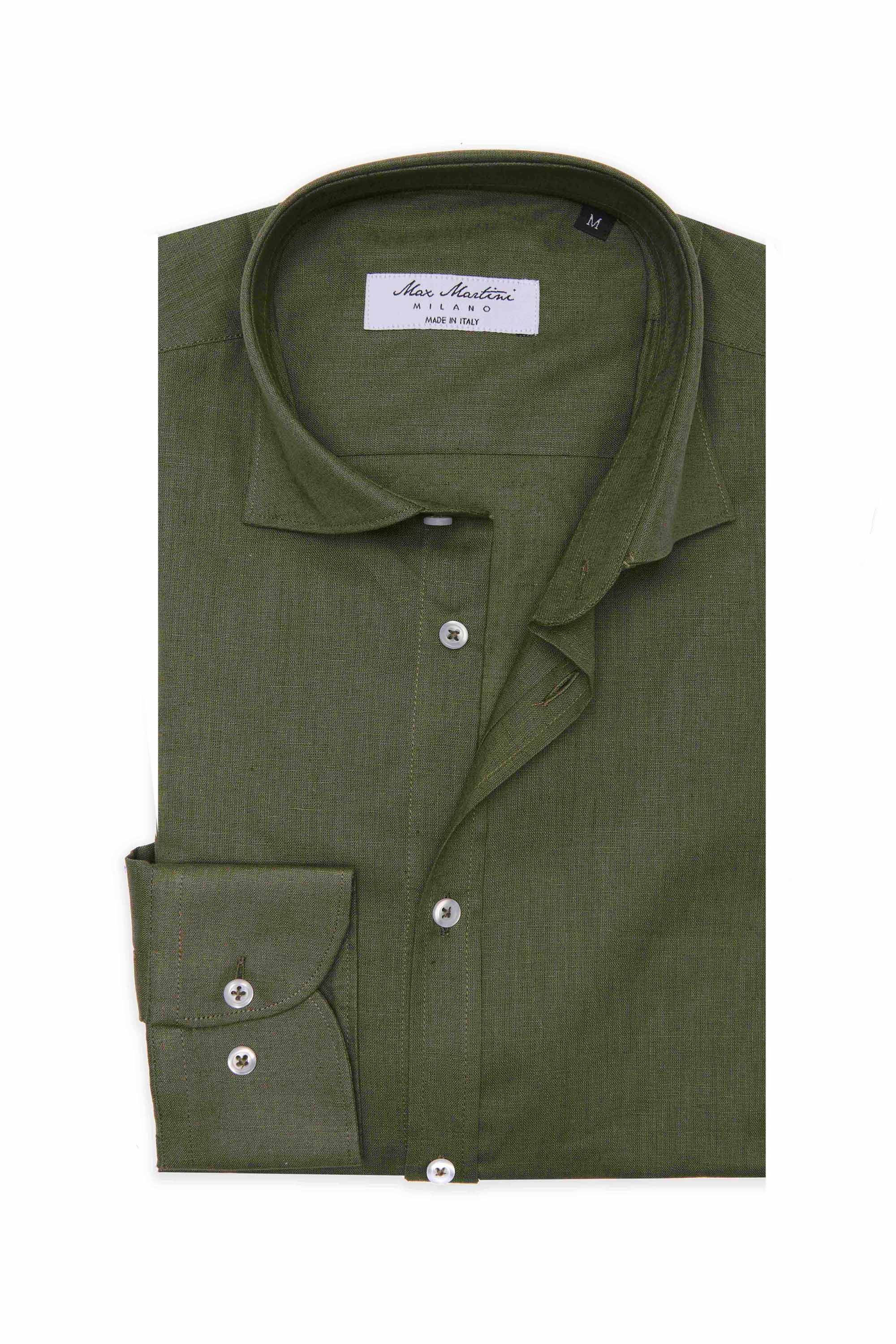 Camicia di Lino Verde Militare