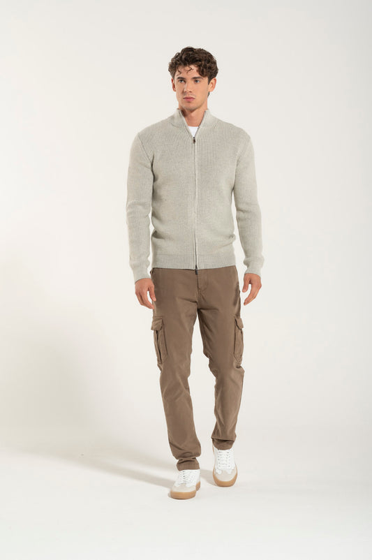 Wool Blend Ice Zip Sweater