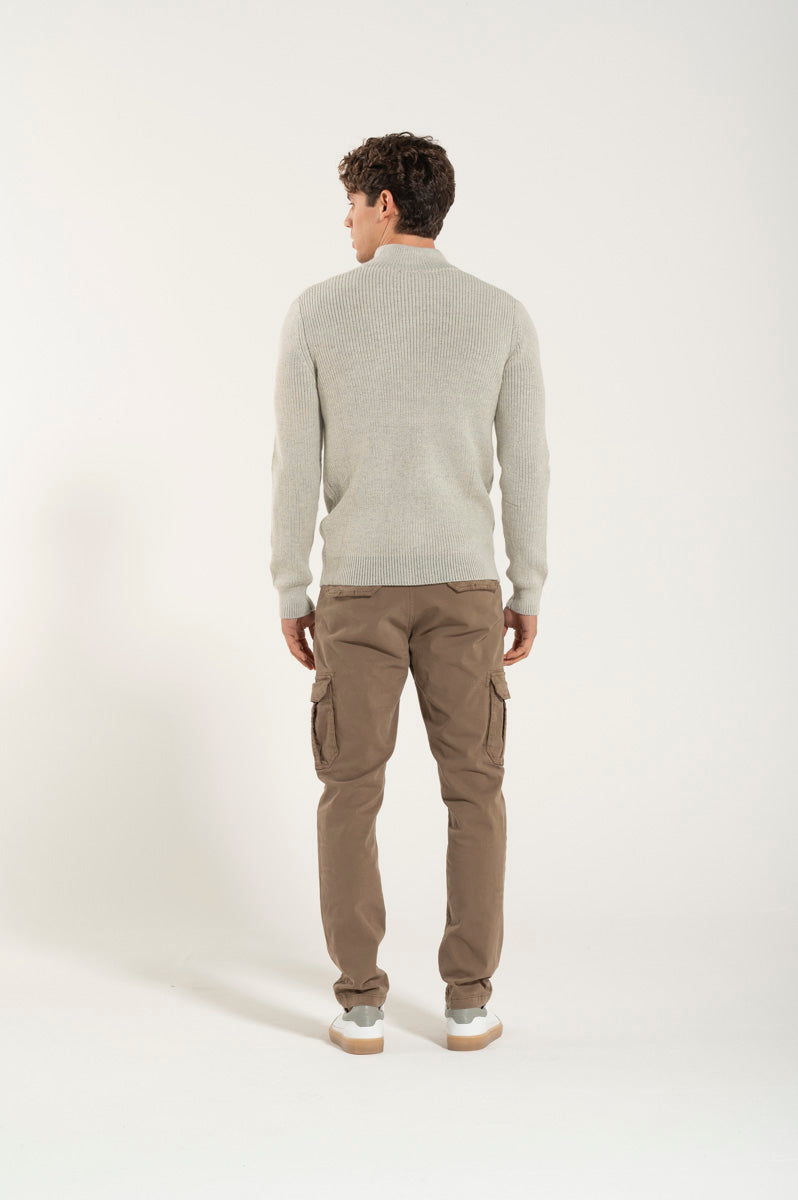 Wool Blend Ice Zip Sweater