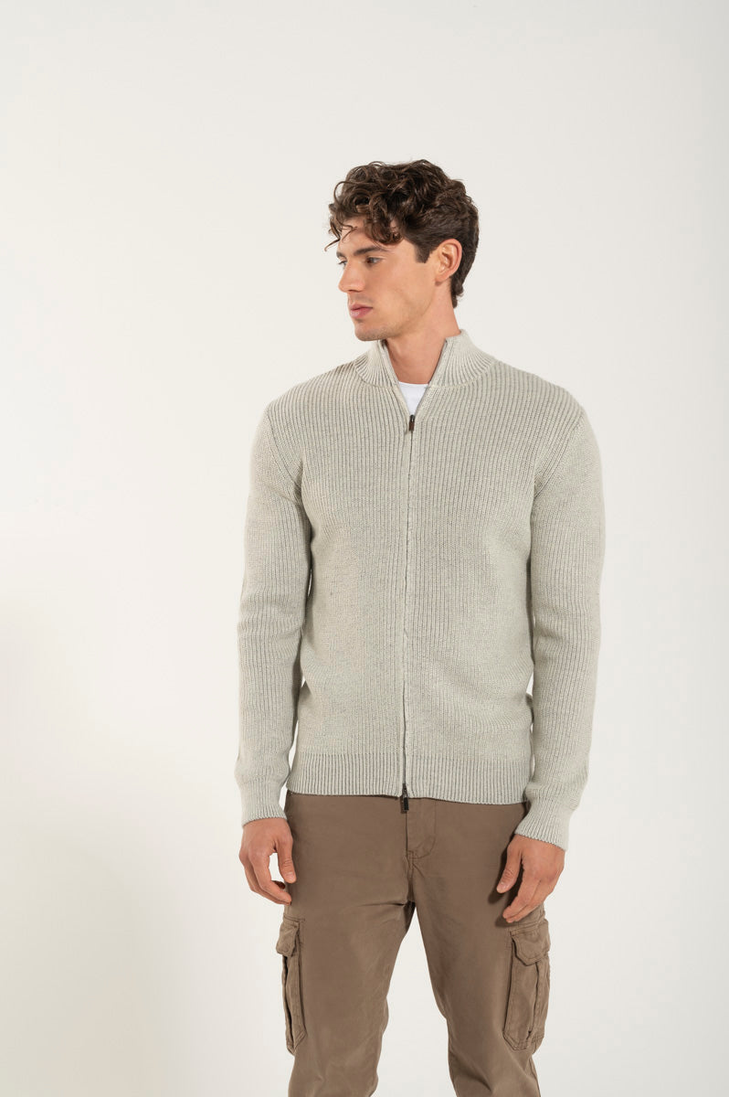 Wool Blend Ice Zip Sweater