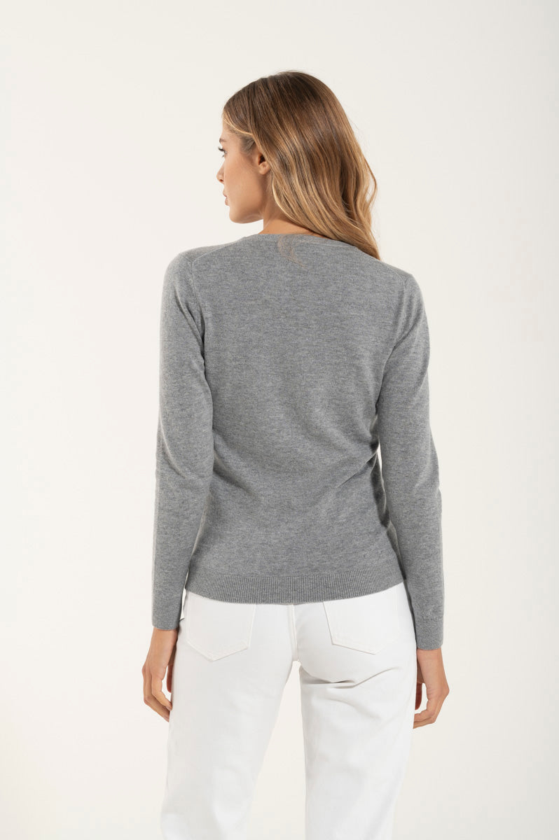 Girocollo Cashmere e Merino Grigio Chiaro