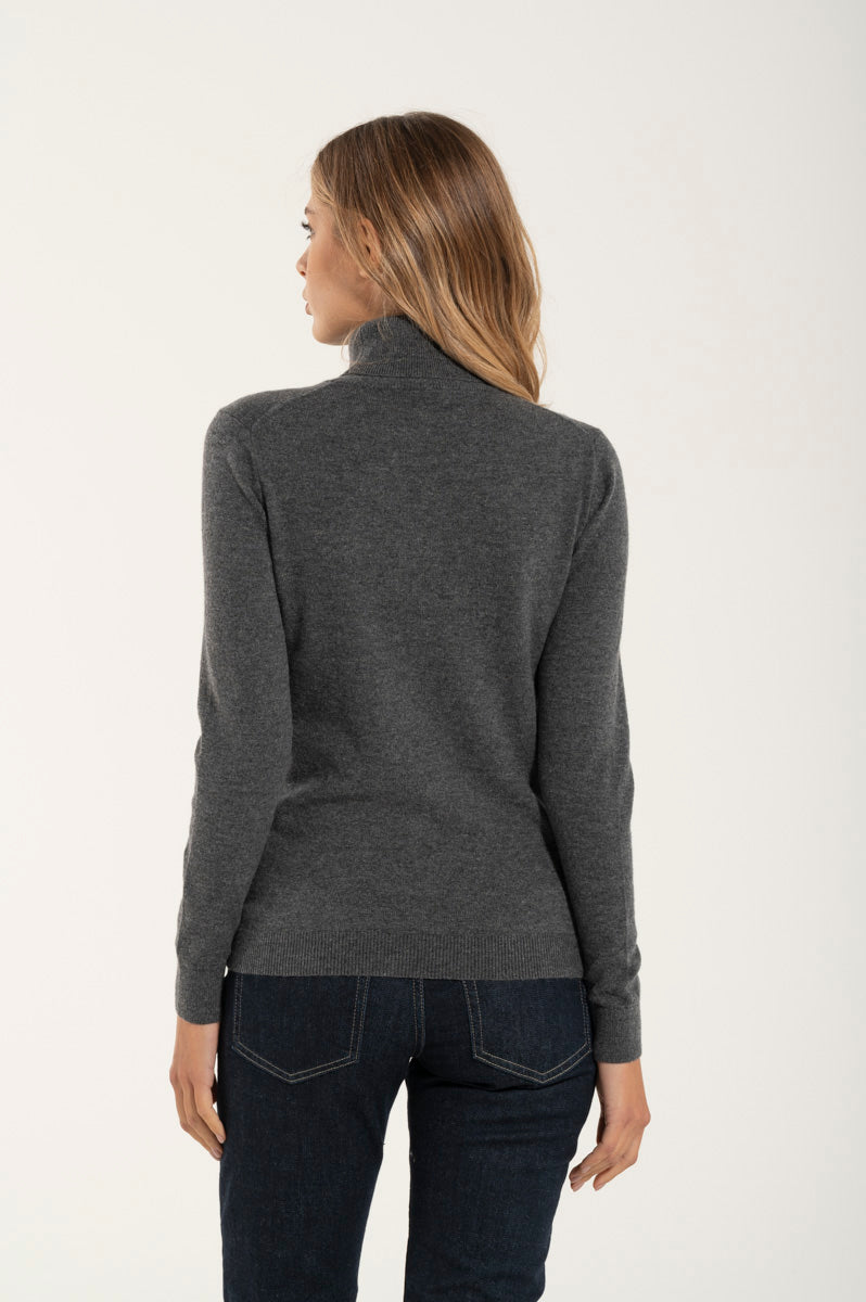 Collo Alto Cashmere e Merino Grigio Medio