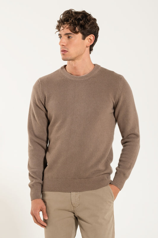 Girocollo Cashmere e Lana Beige Pesante