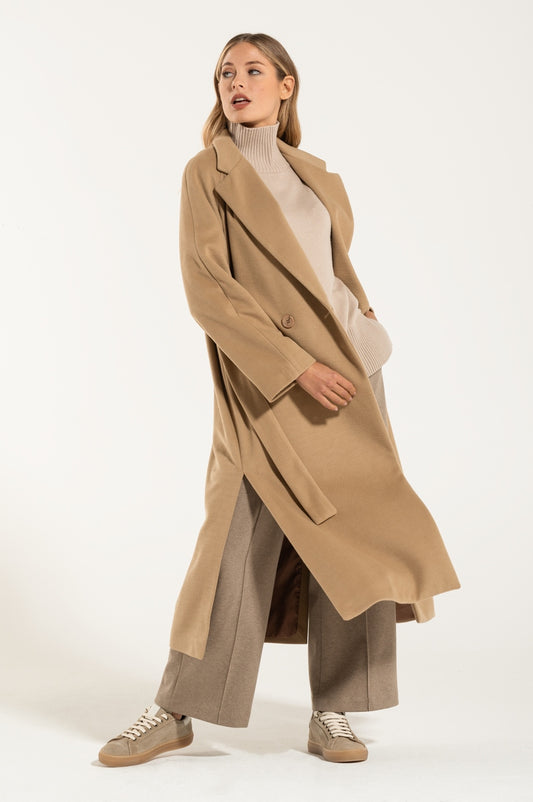 Manteau Long en Cachemire et Laine Camel