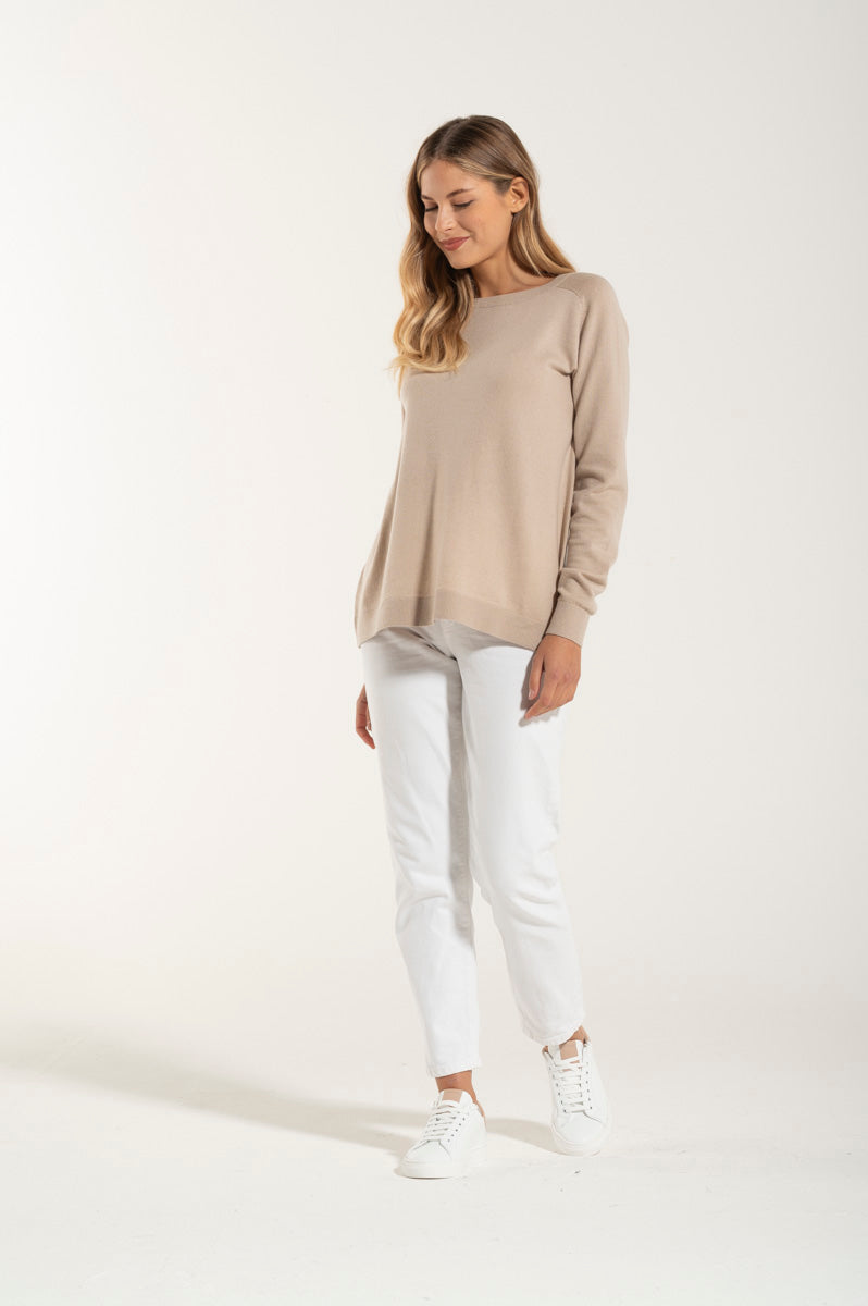 Cream Cashmere and Merino Barchetta Collar