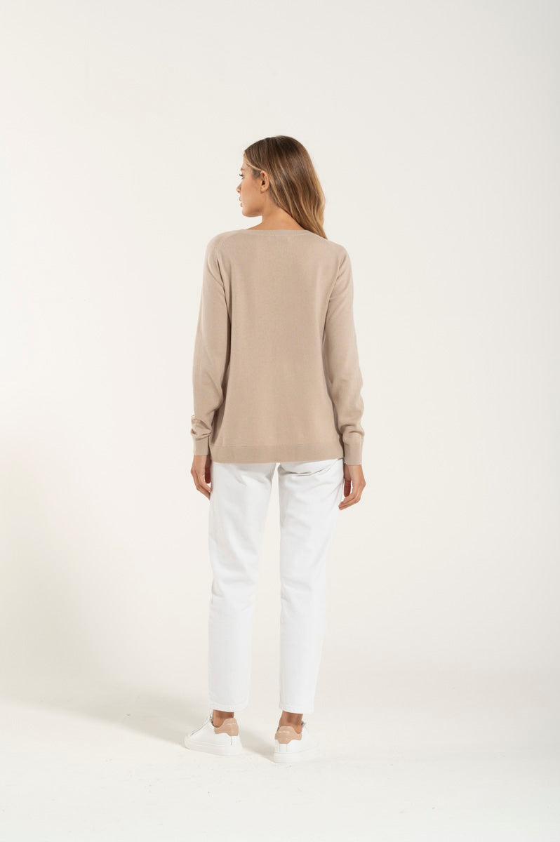 Collo Barchetta Cashmere e Merino Crema