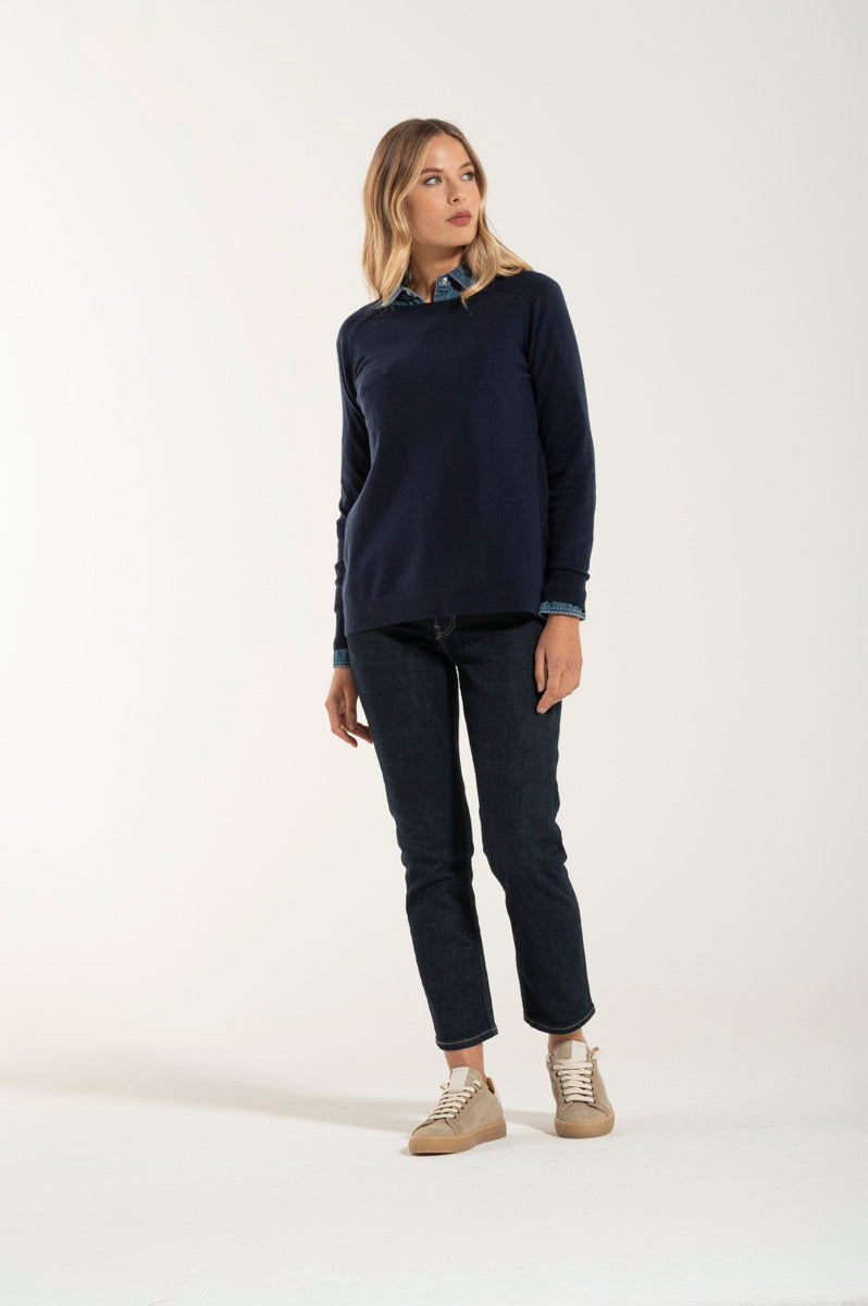 Collo Barchetta Cashmere e Merino Blue Navy