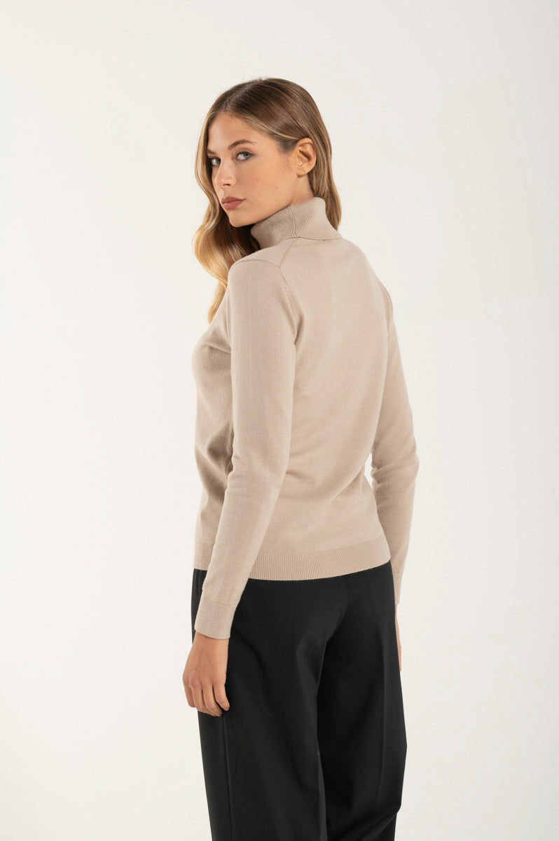 Collo Alto Cashmere e Merino Crema