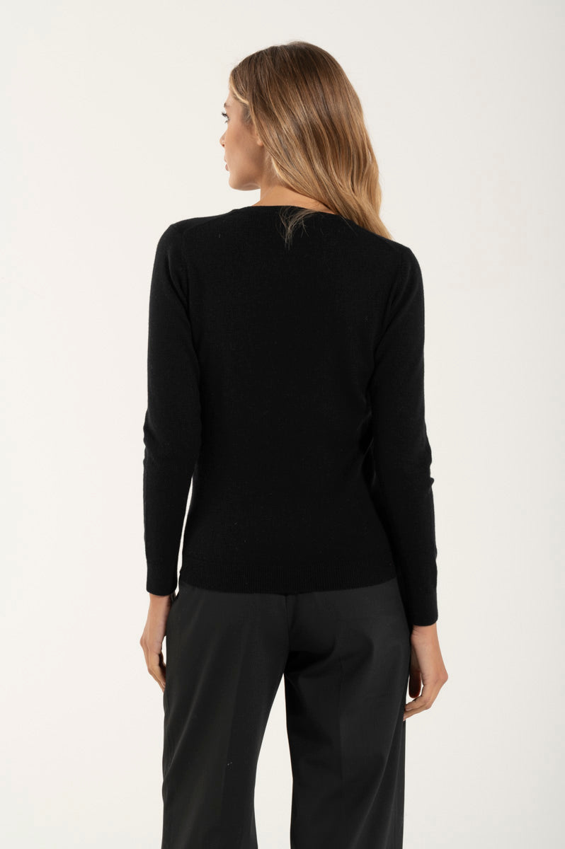 Girocollo Cashmere e Merino Nero