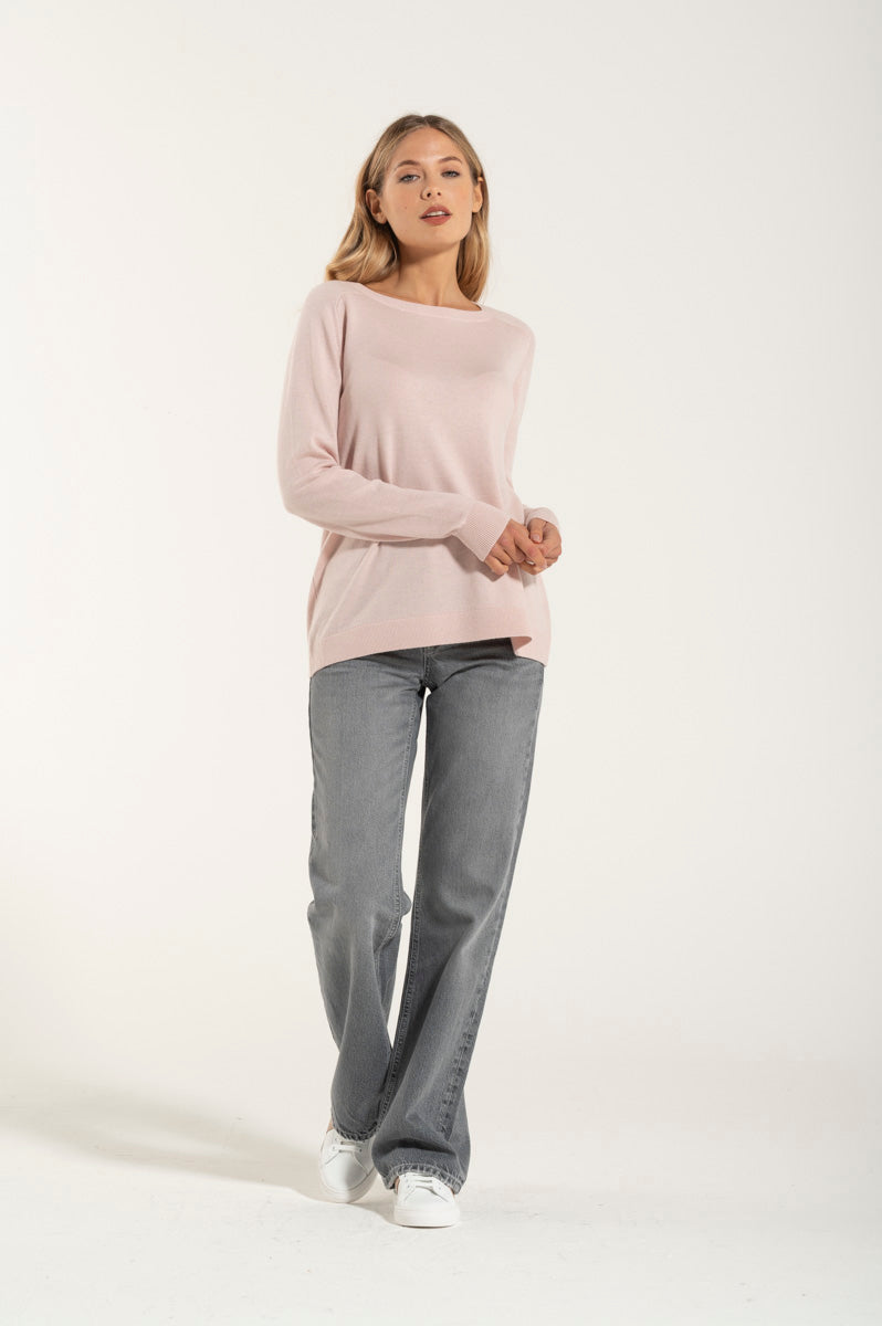 Collo Barchetta Cashmere e Merino Rosa