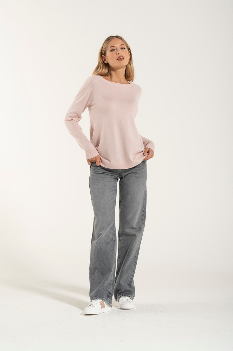 Collo Barchetta Cashmere e Merino Rosa