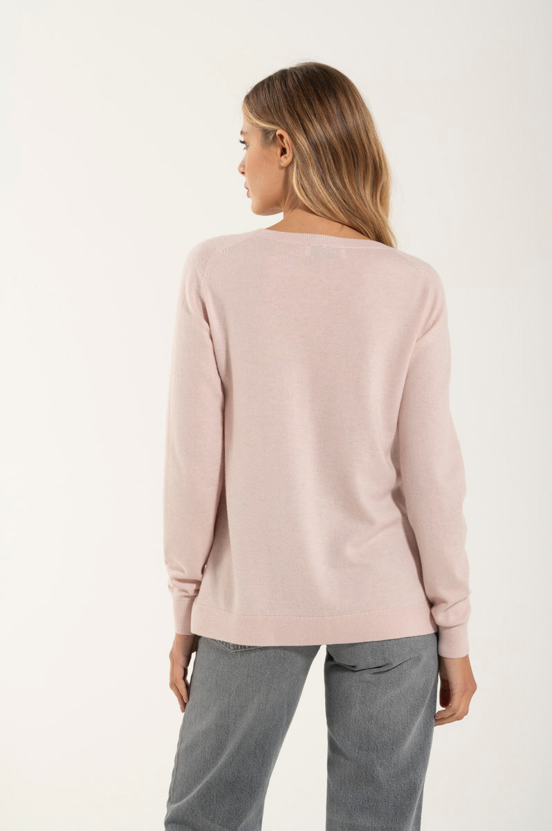 Collo Barchetta Cashmere e Merino Rosa