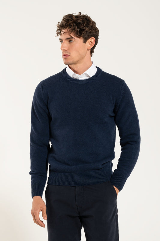 Girocollo Cashmere e Lana Blue Pesante