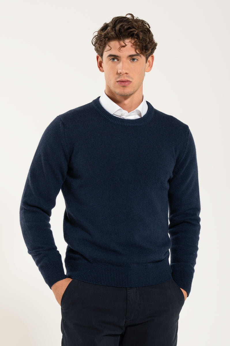 Girocollo Cashmere e Lana Blue Pesante