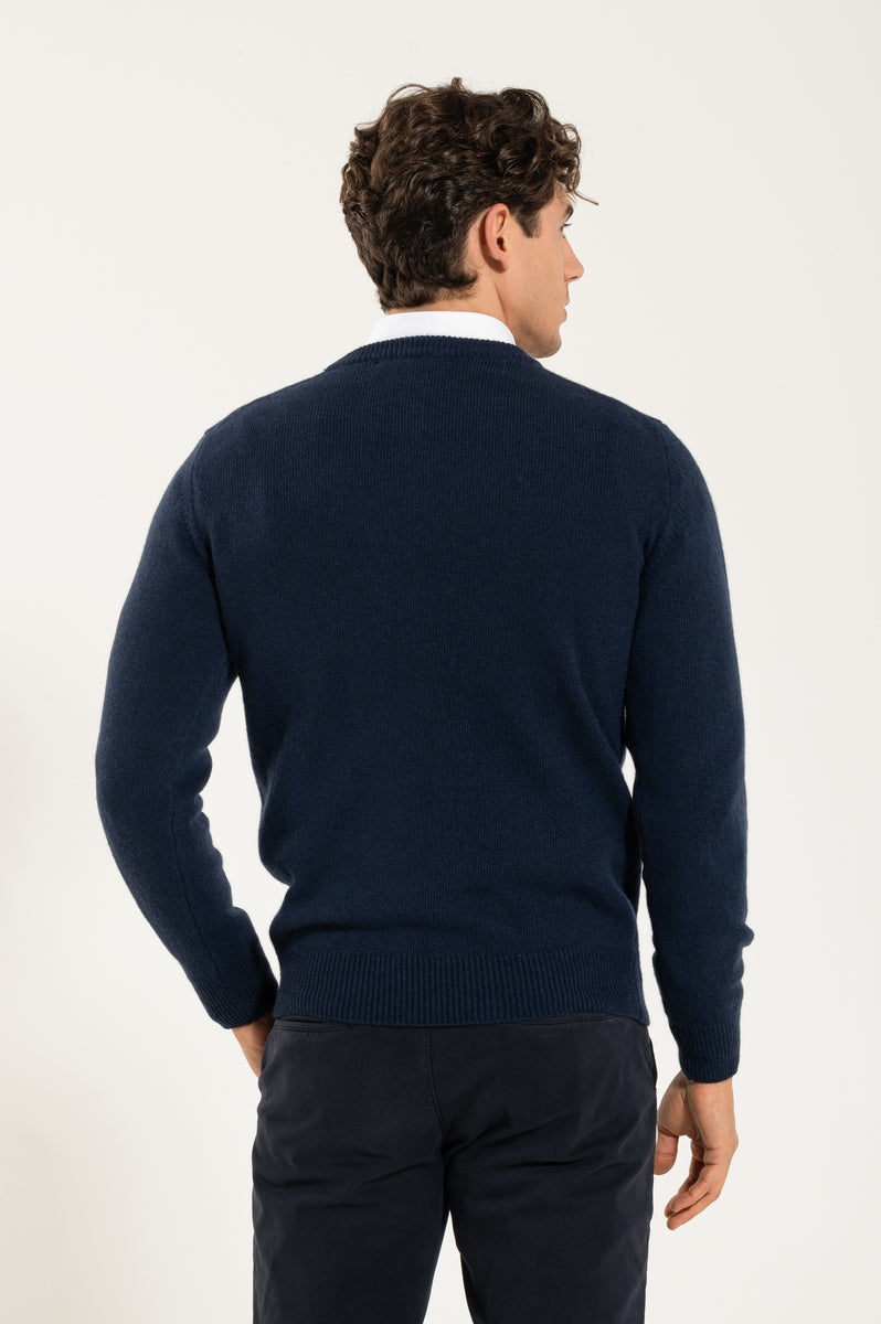 Girocollo Cashmere e Lana Blue Pesante