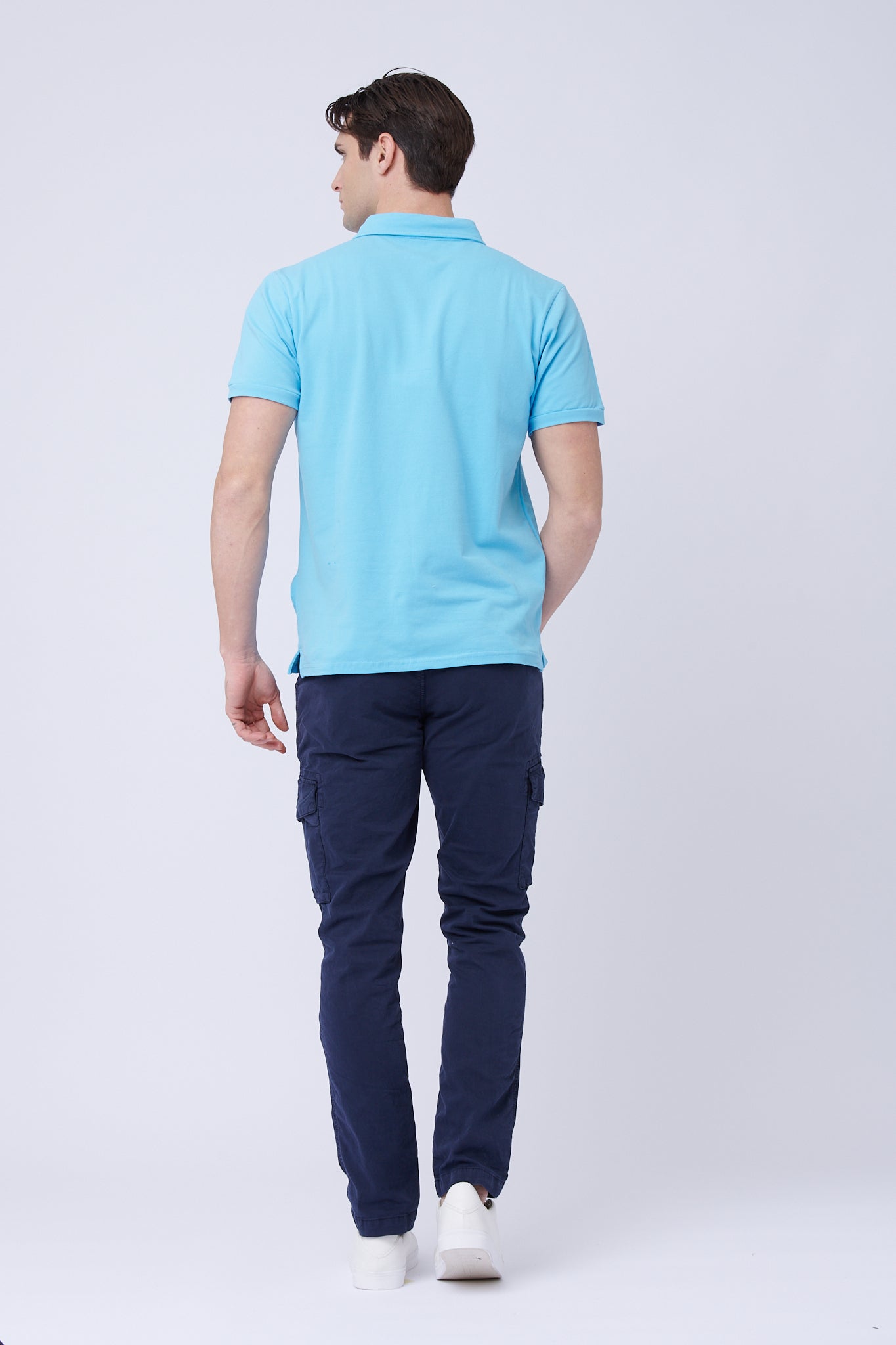 Türkisfarbenes Poloshirt aus Premium-Baumwolle