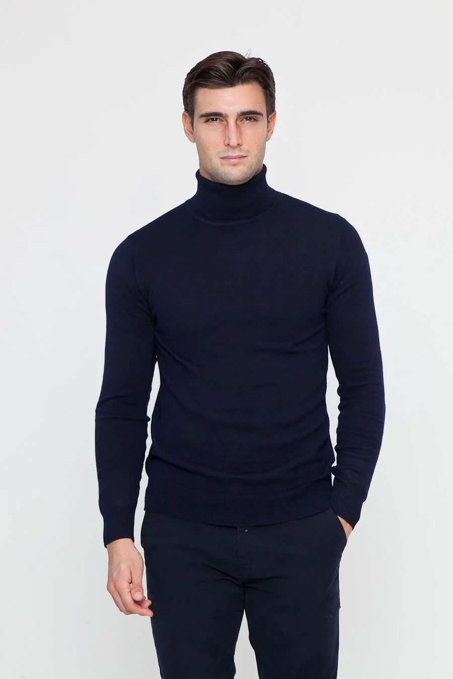 Navy Blue Viscose Blend High Neck (2)