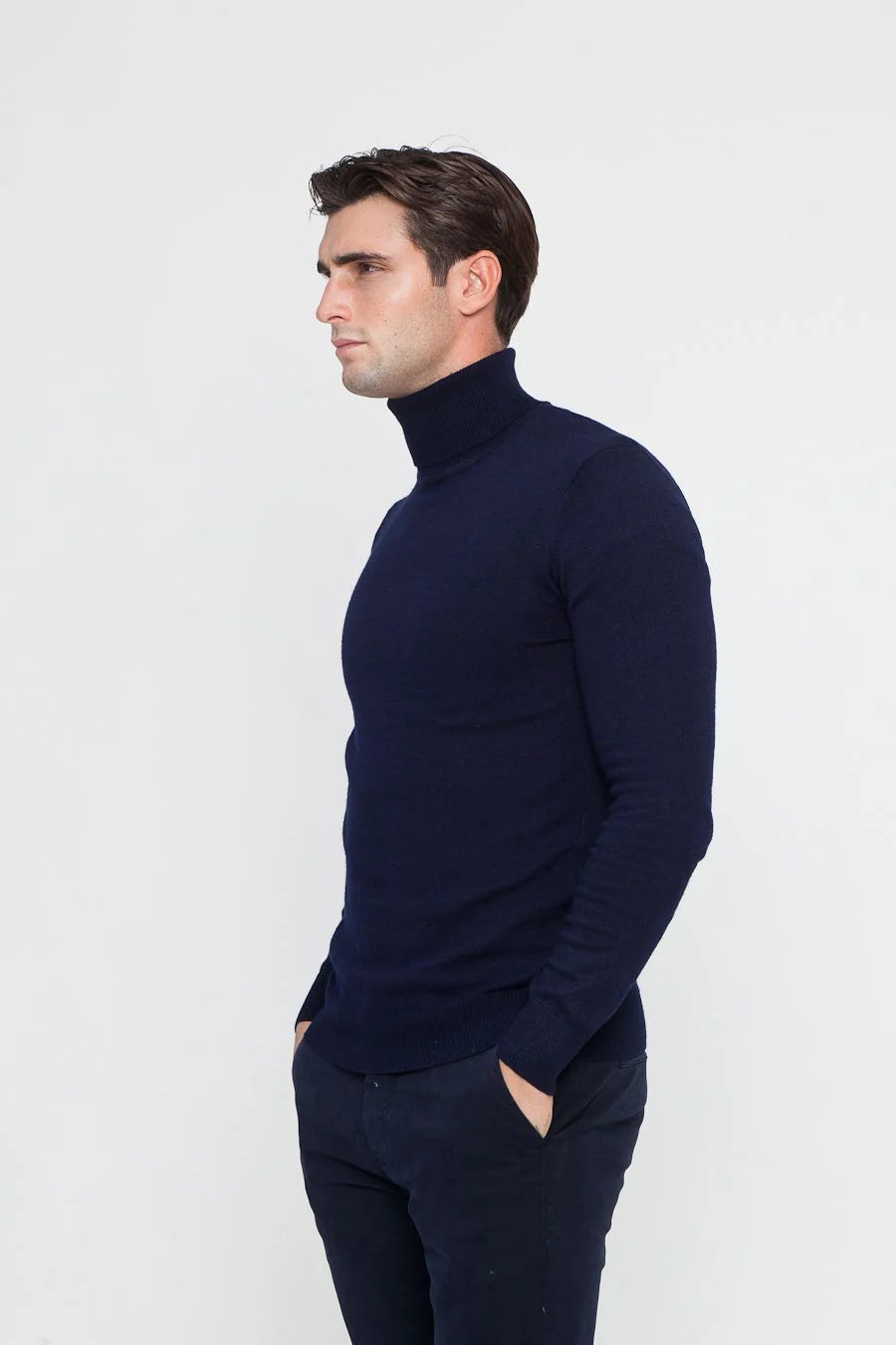 Navy Blue Viscose Blend High Neck (2)